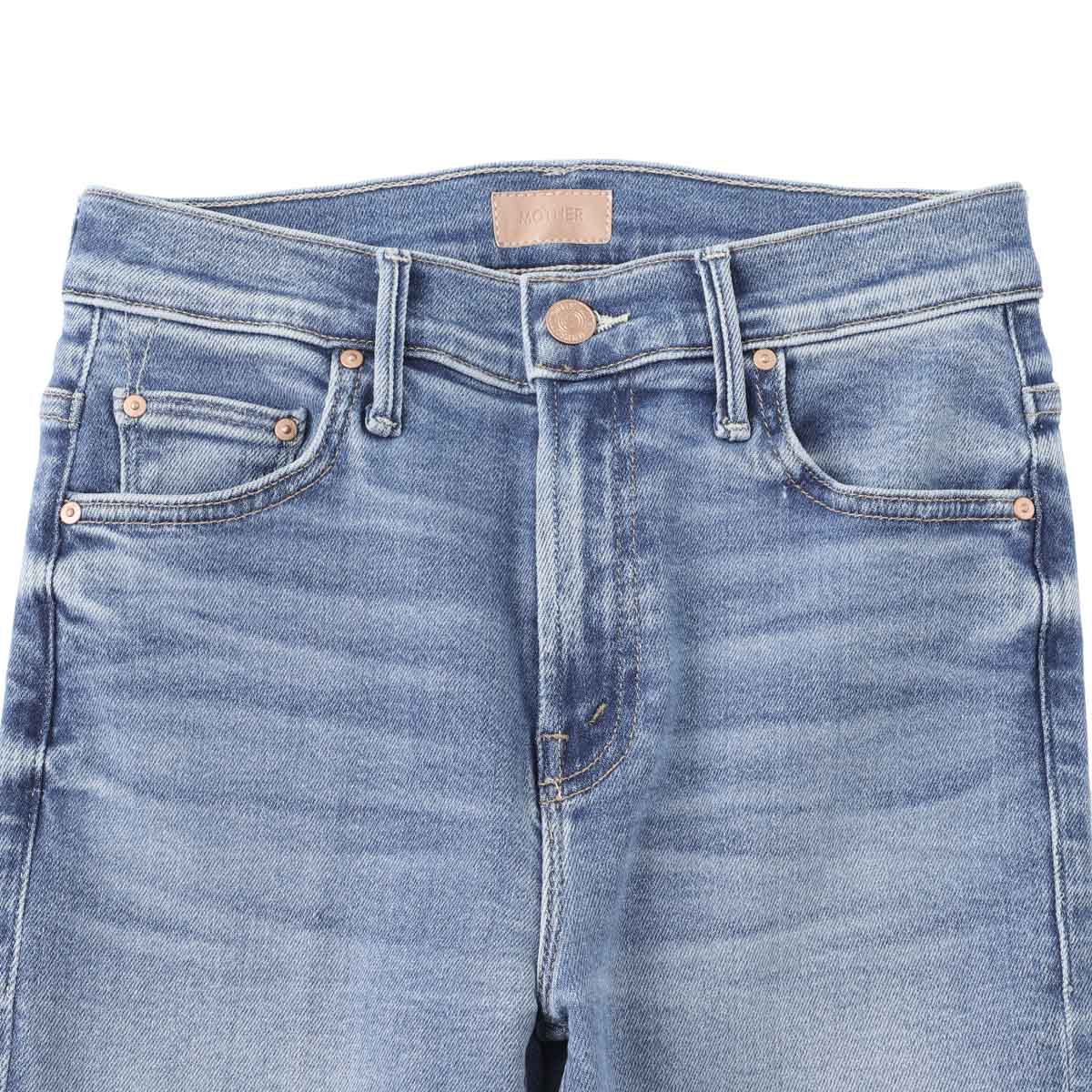 MOTHER マザー ジップフライジーンズ/フレアジーンズ/THE INSIDER CROP STEP FRAY ストレッチ フレア デニムパンツ クロップド丈 切りっぱなし レディース