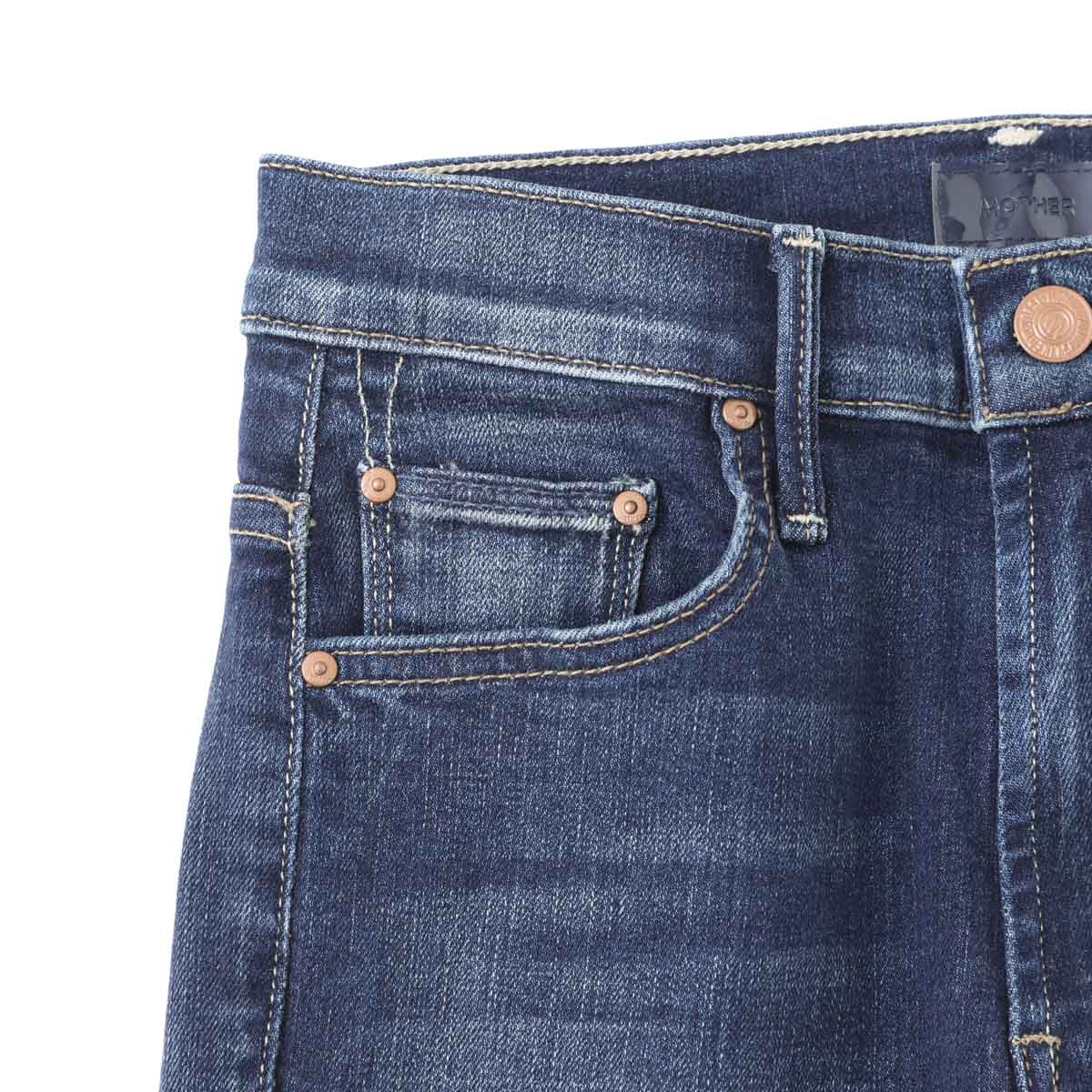 MOTHER マザー ジップフライジーンズ/フレアジーンズ/THE INSIDER CROP STEP FRAY ストレッチ フレア デニムパンツ クロップド丈 切りっぱなし レディース