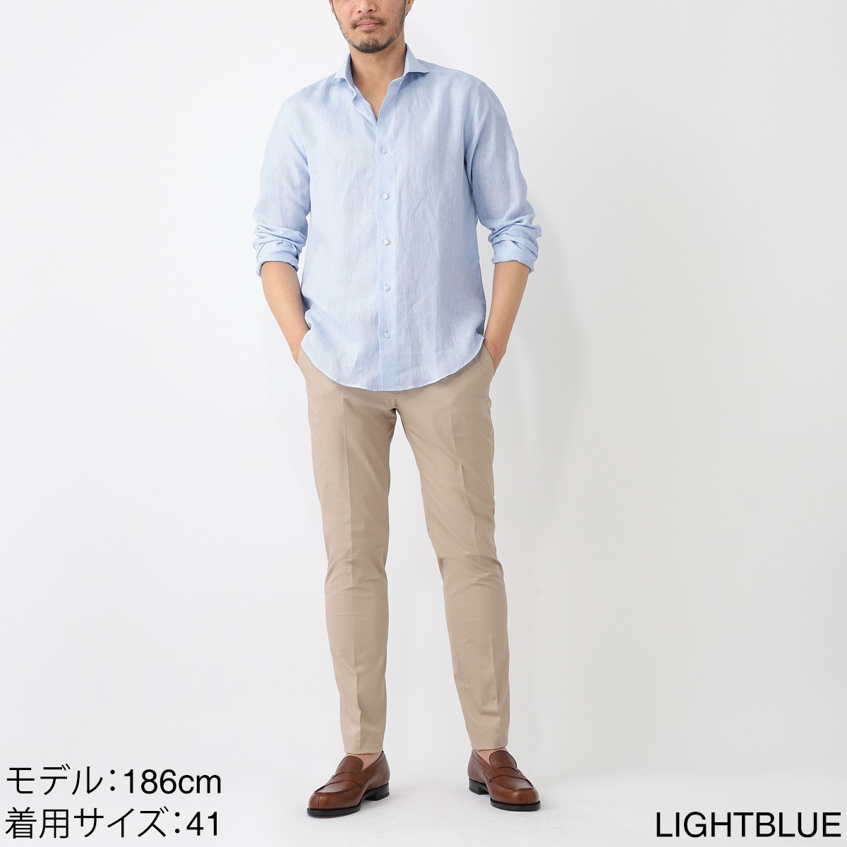 DASE デイス ホリゾンタルカラー リネンシャツ メンズ