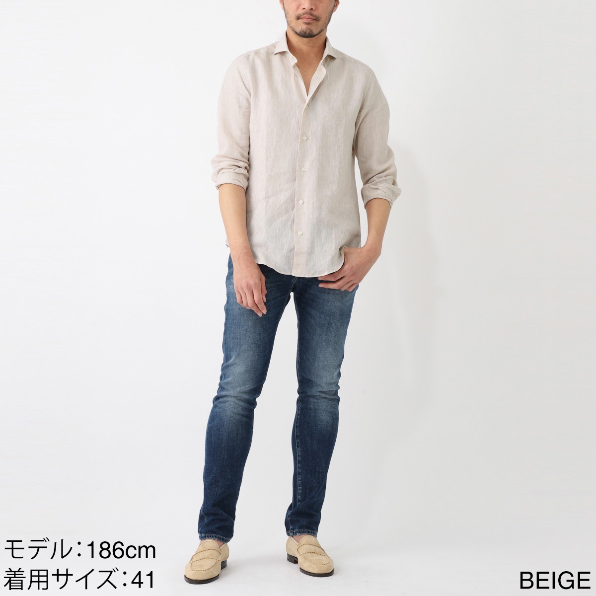 DASE デイス ホリゾンタルカラー リネンシャツ メンズ