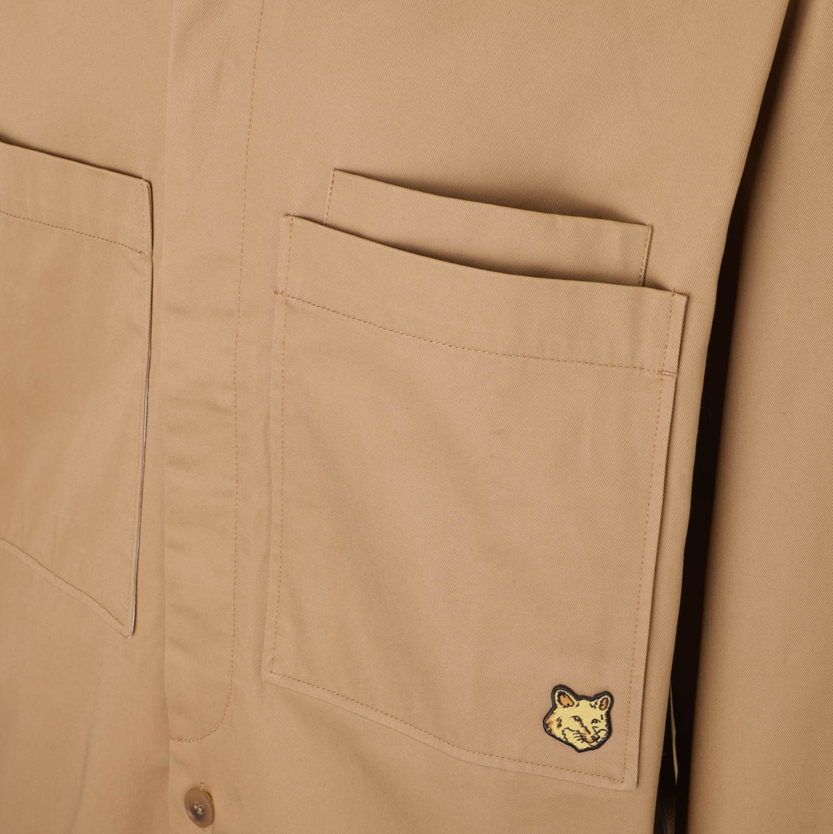 [あす着] メゾンキツネ MAISON KITSUNE シャツジャケット メンズ OVERSHIRT WITH BOLD FOX HEAD PATCH IN COTTON GABA アウトレット】MAISON KITSUNE メゾンキツネ シャツジャケット