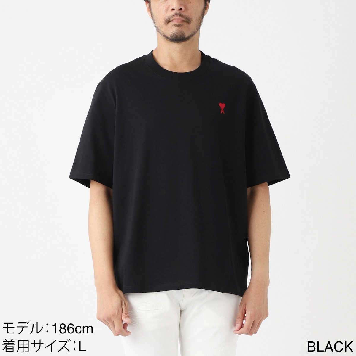 【タイムセール TOPS】AMI ALEXANDRE MATTIUSSI アミ クルーネックTシャツ/RED AMI DE COEUR TSHIRT