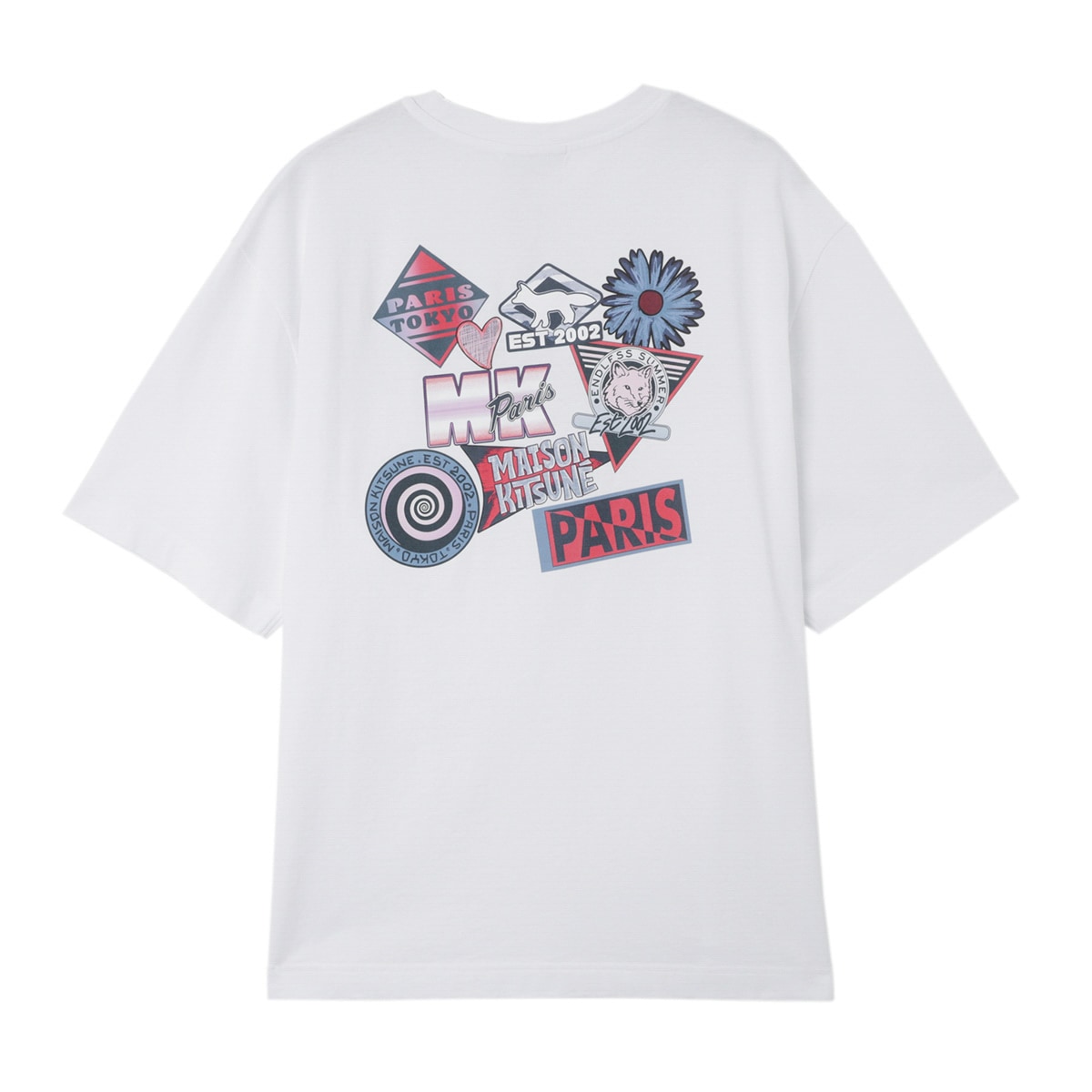 【関税込み】Maison Kitsune グレー Surf Club Tシャツ MAISON KITSUNE メゾンキツネ クルーネックTシャツ/SURF COLLAGE