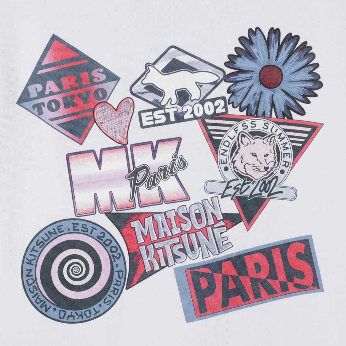 MAISON KITSUNE メゾンキツネ クルーネックTシャツ/SURF COLLAGE