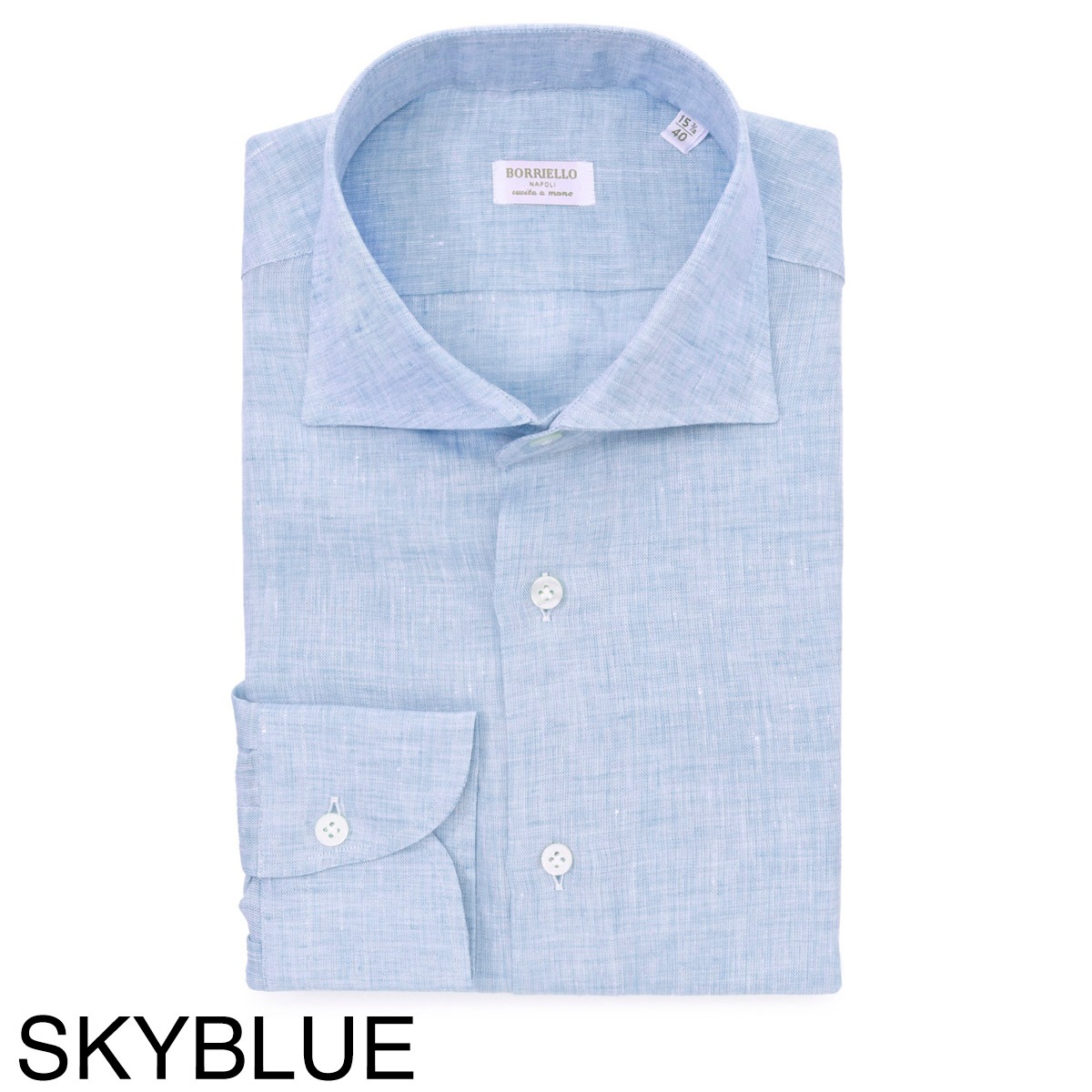 【アウトレット】【ラスト1点】BORRIELLO ボリエッロ ワイドカラー リネンシャツ/セミワイドカラー フレンチカラー/MARECHIARO SLIM FIT【大きいサイズあり】 メンズ