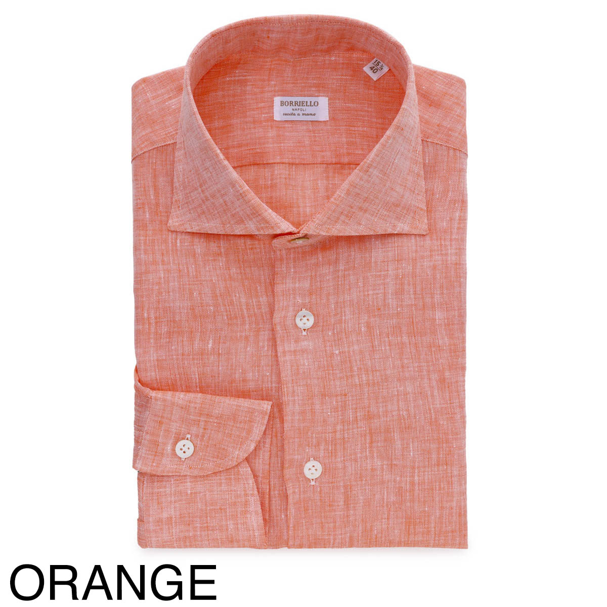 【アウトレット】【ラスト1点】BORRIELLO ボリエッロ ワイドカラー リネンシャツ/セミワイドカラー フレンチカラー/MARECHIARO SLIM FIT【大きいサイズあり】 メンズ