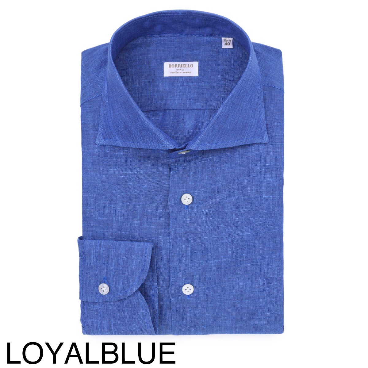 【アウトレット】【ラスト1点】BORRIELLO ボリエッロ ワイドカラー リネンシャツ/セミワイドカラー フレンチカラー/MARECHIARO SLIM FIT【大きいサイズあり】 メンズ