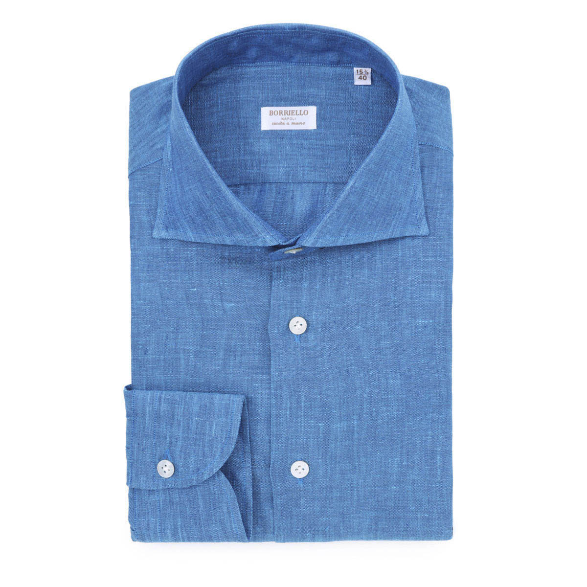 【アウトレット】【ラスト1点】BORRIELLO ボリエッロ ワイドカラー リネンシャツ/セミワイドカラー フレンチカラー/MARECHIARO SLIM FIT【大きいサイズあり】 メンズ