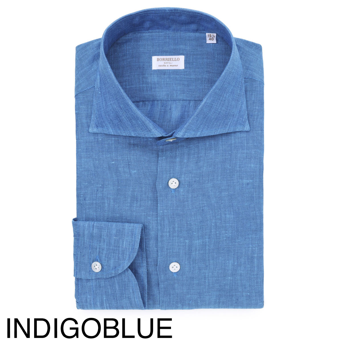 【アウトレット】【ラスト1点】BORRIELLO ボリエッロ ワイドカラー リネンシャツ/セミワイドカラー フレンチカラー/MARECHIARO SLIM FIT【大きいサイズあり】 メンズ