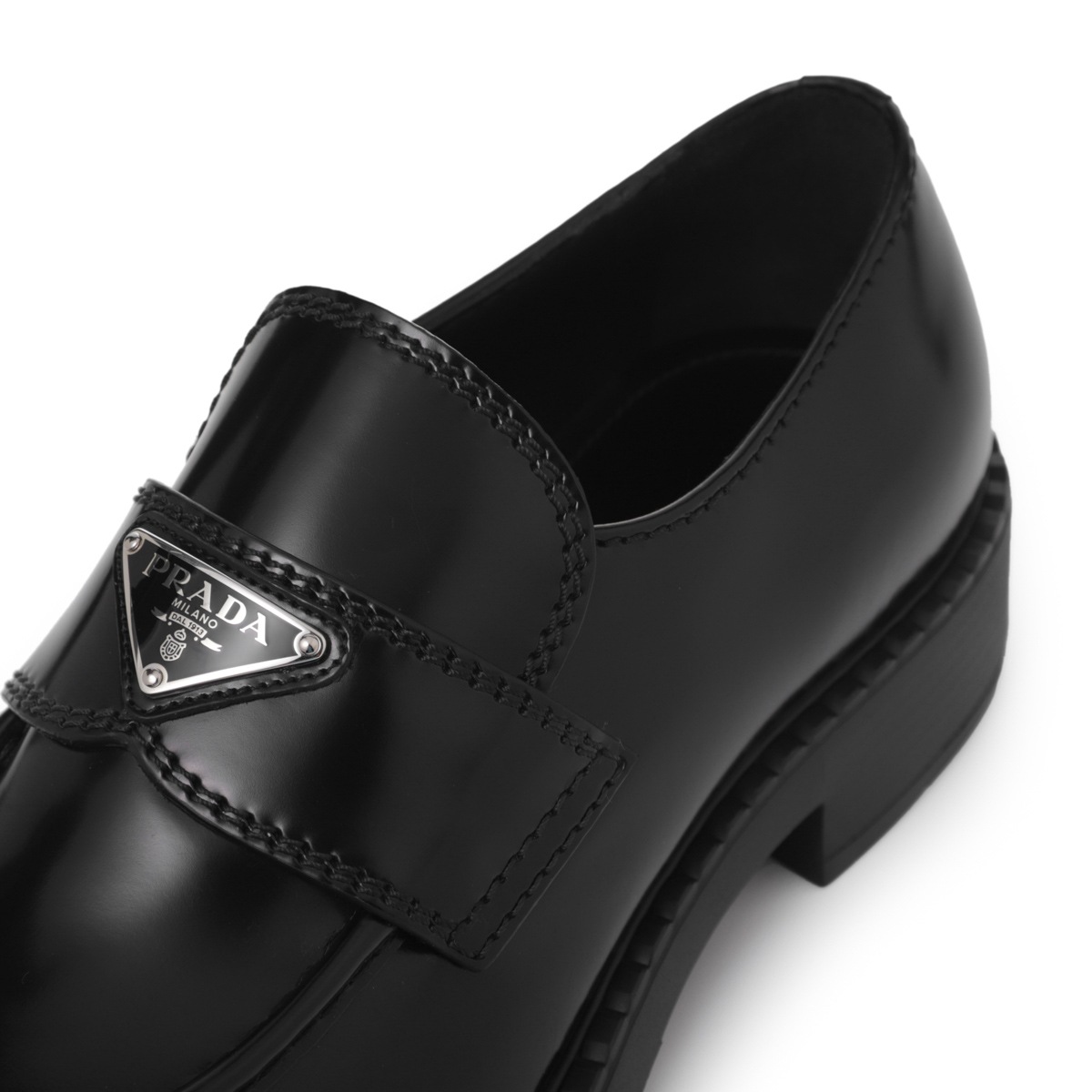 PRADA プラダ ローファー/CHOCOLATE BRUSHED LEATHER LOAFERS メンズ