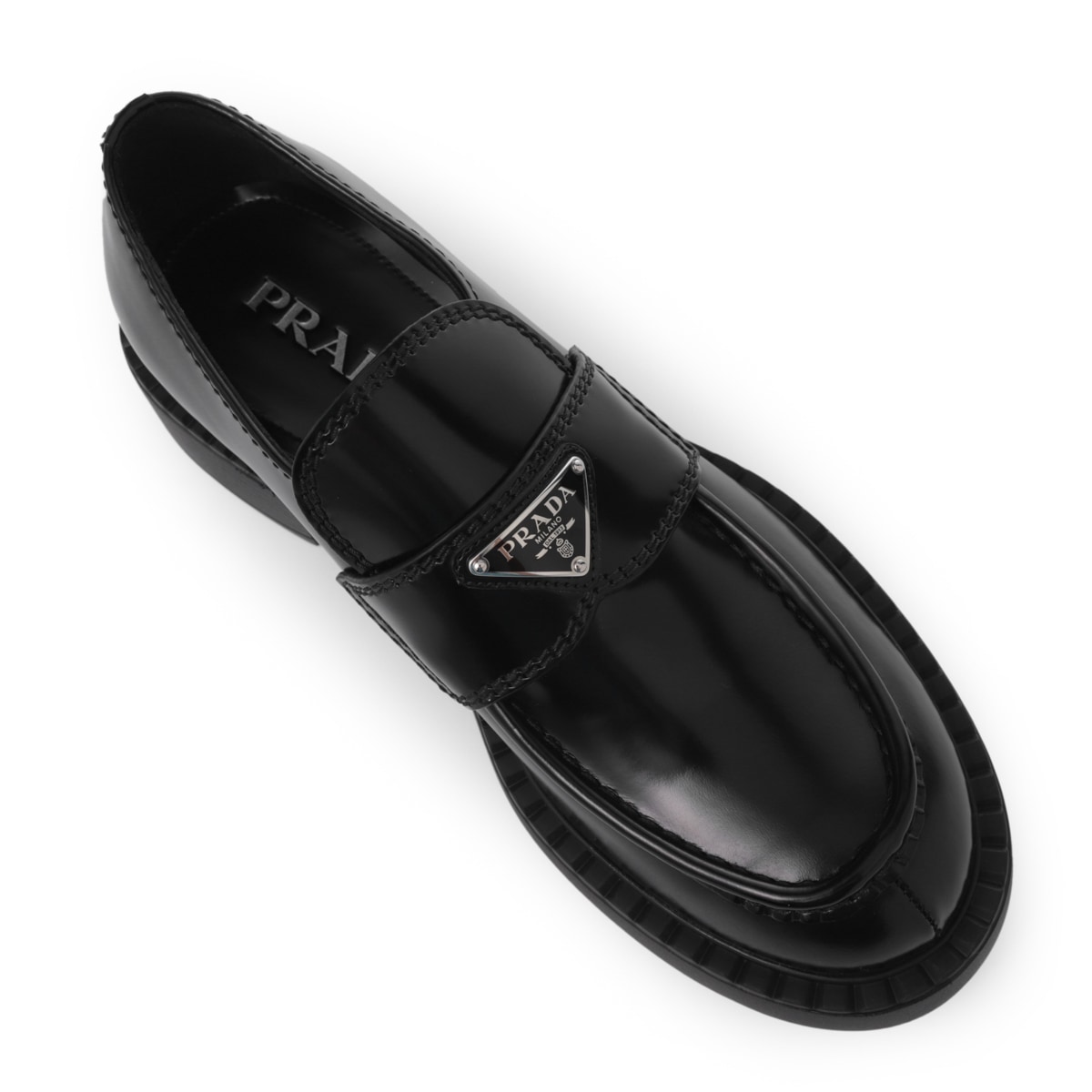 PRADA プラダ ローファー/CHOCOLATE BRUSHED LEATHER LOAFERS メンズ
