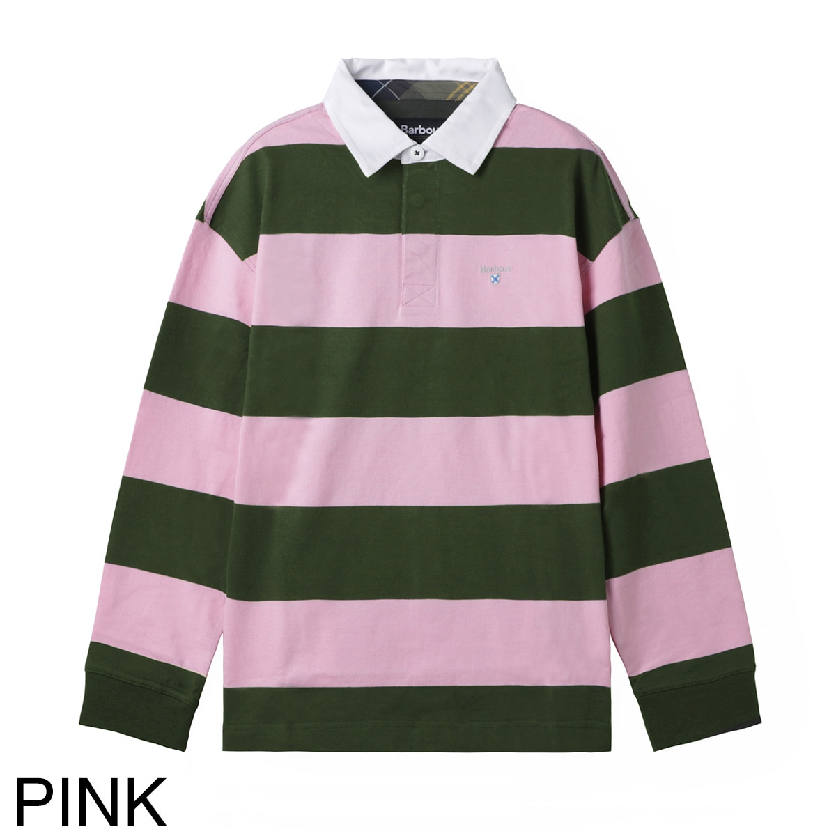 GREEN CLUBS ピンク 長袖ポロシャツ Barbour バブアー 長袖ポロシャツ/ラガーシャツ/BROOME RUGBY SHIRT