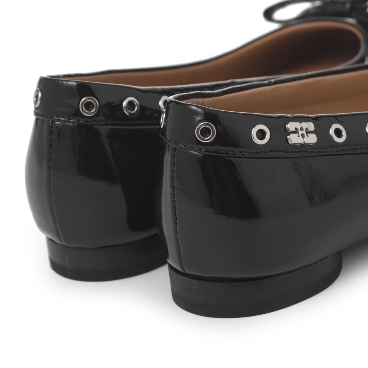 【アウトレット】GANNI ガニー バレエシューズ/フラットシューズ/EYELETS BOW BALLERINA NAPLACK【大きいサイズあり】 レディース