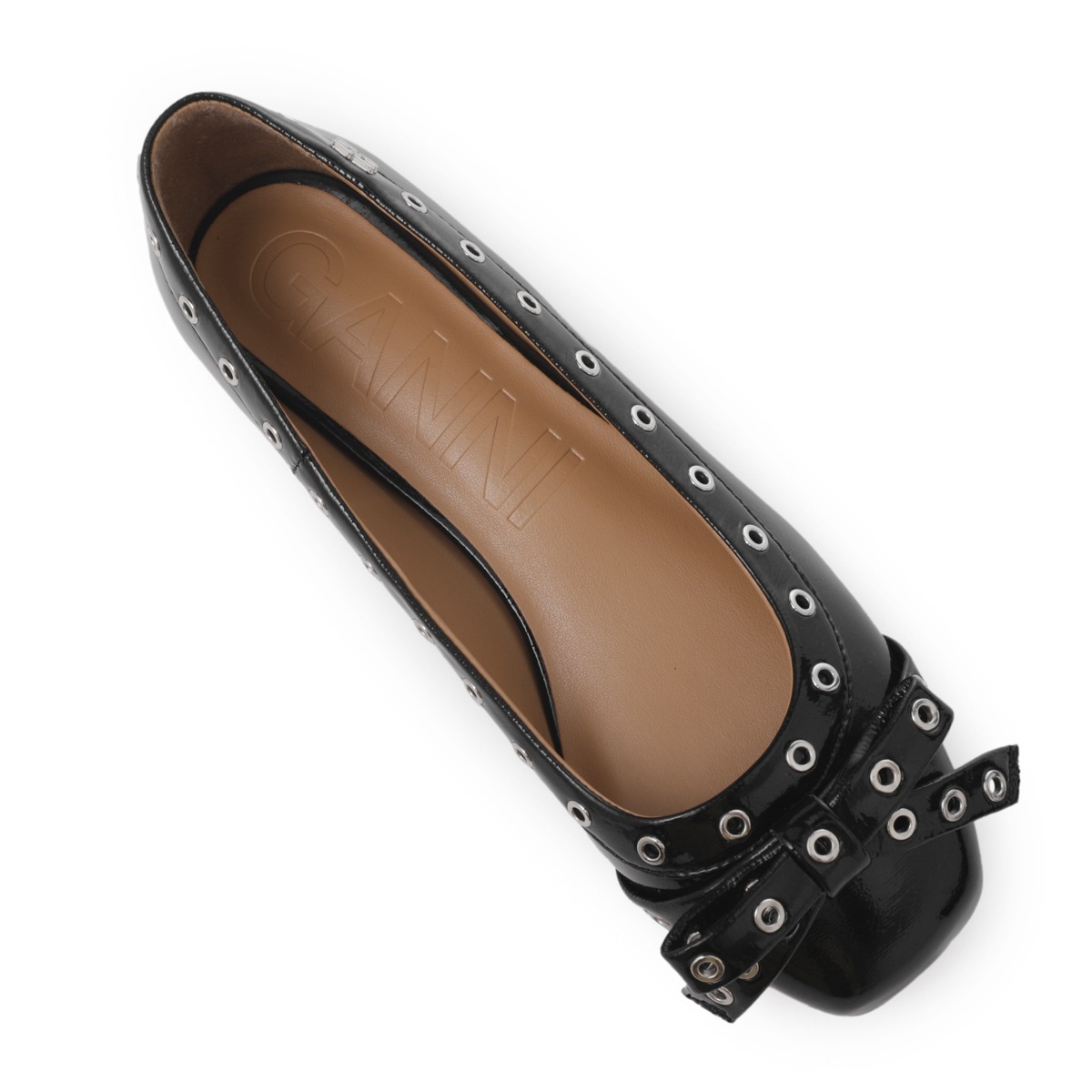【アウトレット】GANNI ガニー バレエシューズ/フラットシューズ/EYELETS BOW BALLERINA NAPLACK【大きいサイズあり】 レディース