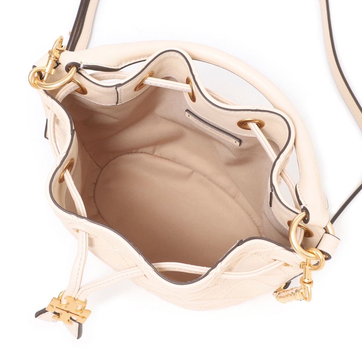 TORY BURCH直営OUTLET MINI FLEMING SOFT PATENT バケットバッグ