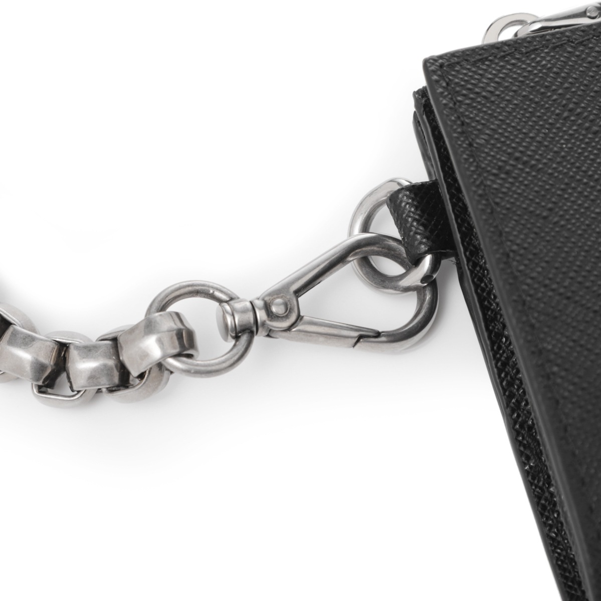 PRADA　二つ折り財布　チェーン付き　カードあり　メンズ PRADA プラダ 2つ折り財布 小銭入れ付き/チェーン付き