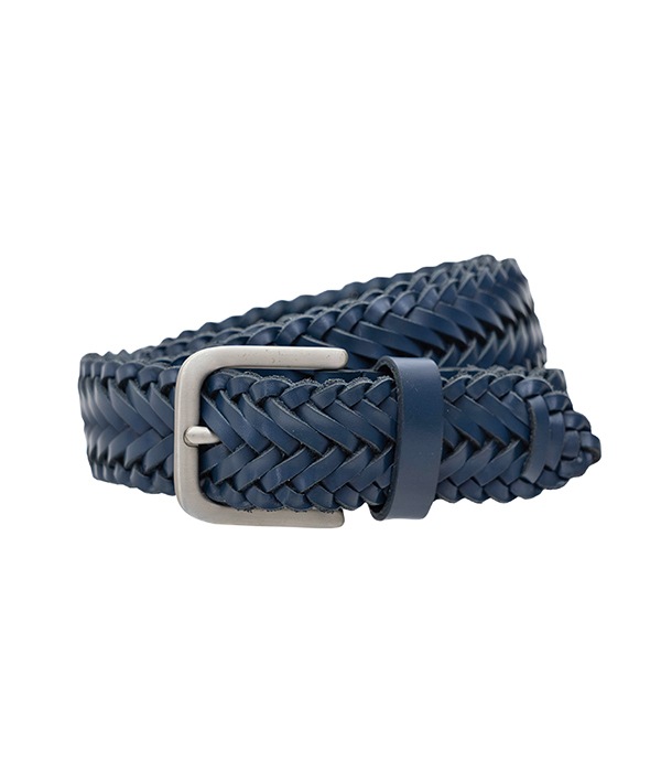 革カジュアルベルト メンズ CARLTON NAVY ハンドメイド・メッシュ
