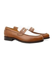 SIMEON COGNAC&WHITE ローファー グッドイヤーウェルト