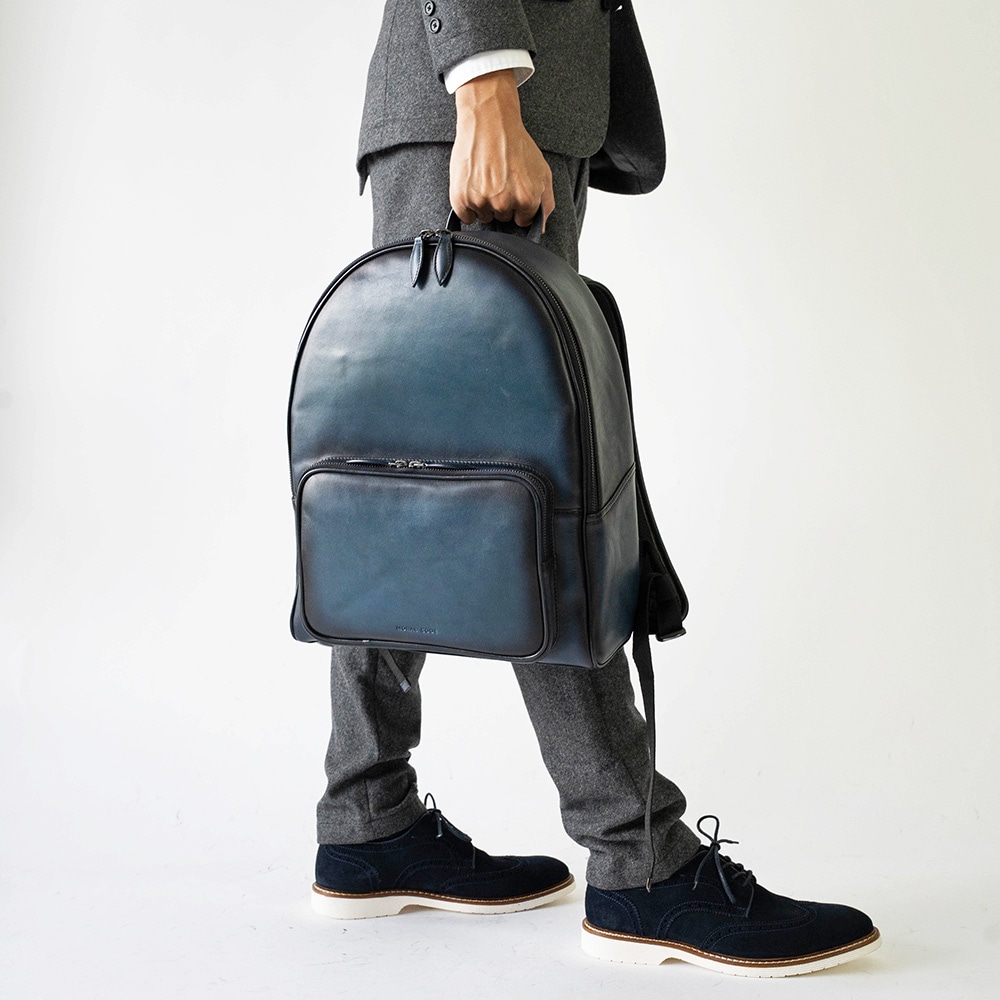 レザービジネスリュック 本革 GUILDFORD NAVY バックパック ネイビー紺