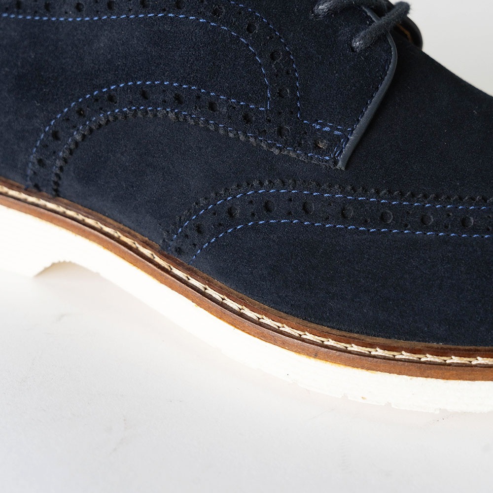 ウイングチップ メンズシューズ スエード革靴 KANSAS NAVY 外羽根