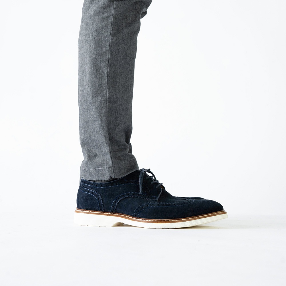 KANSAS NAVY スエード ウイングチップ 外羽根 