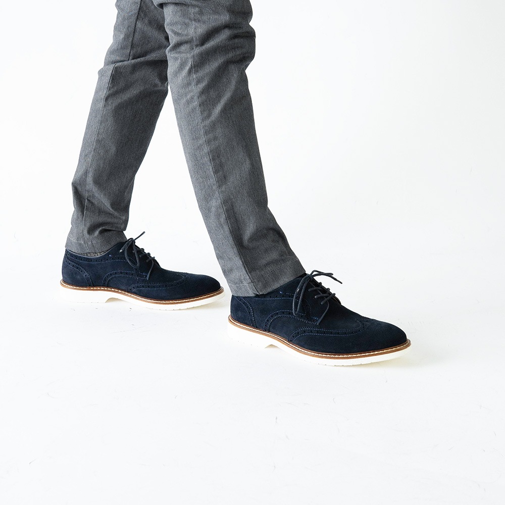 KANSAS NAVY スエード ウイングチップ 外羽根 