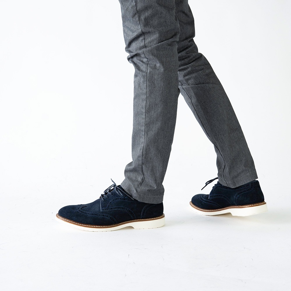 KANSAS NAVY スエード ウイングチップ 外羽根 