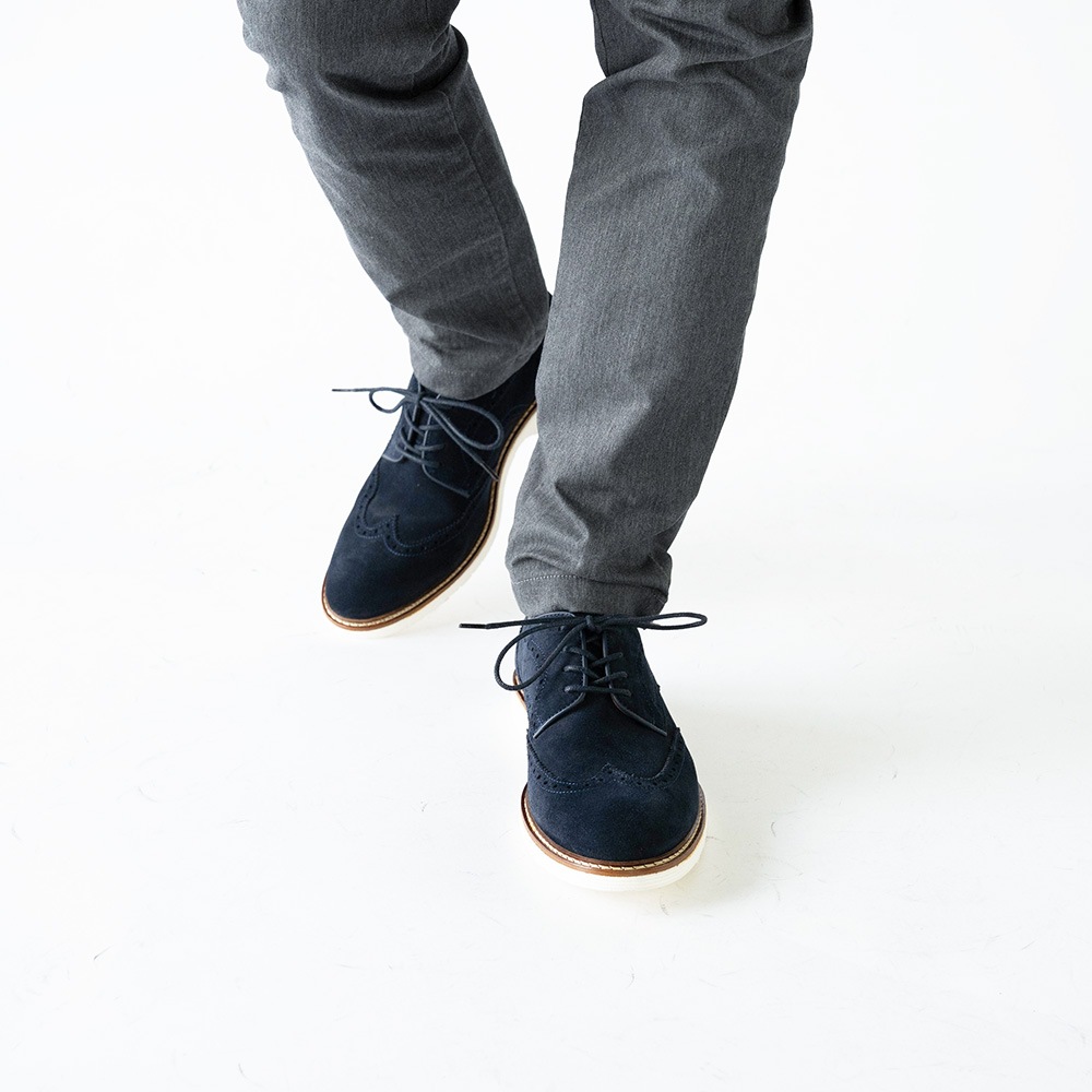 KANSAS NAVY スエード ウイングチップ 外羽根 