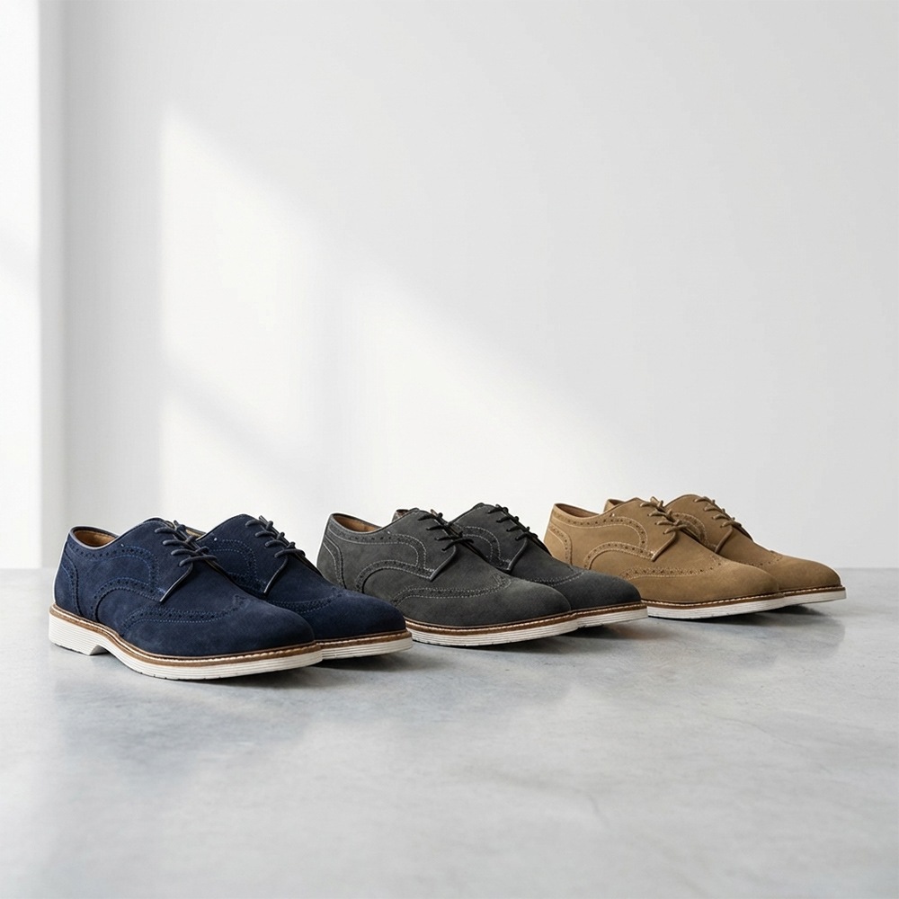 KANSAS NAVY スエード ウイングチップ 外羽根 