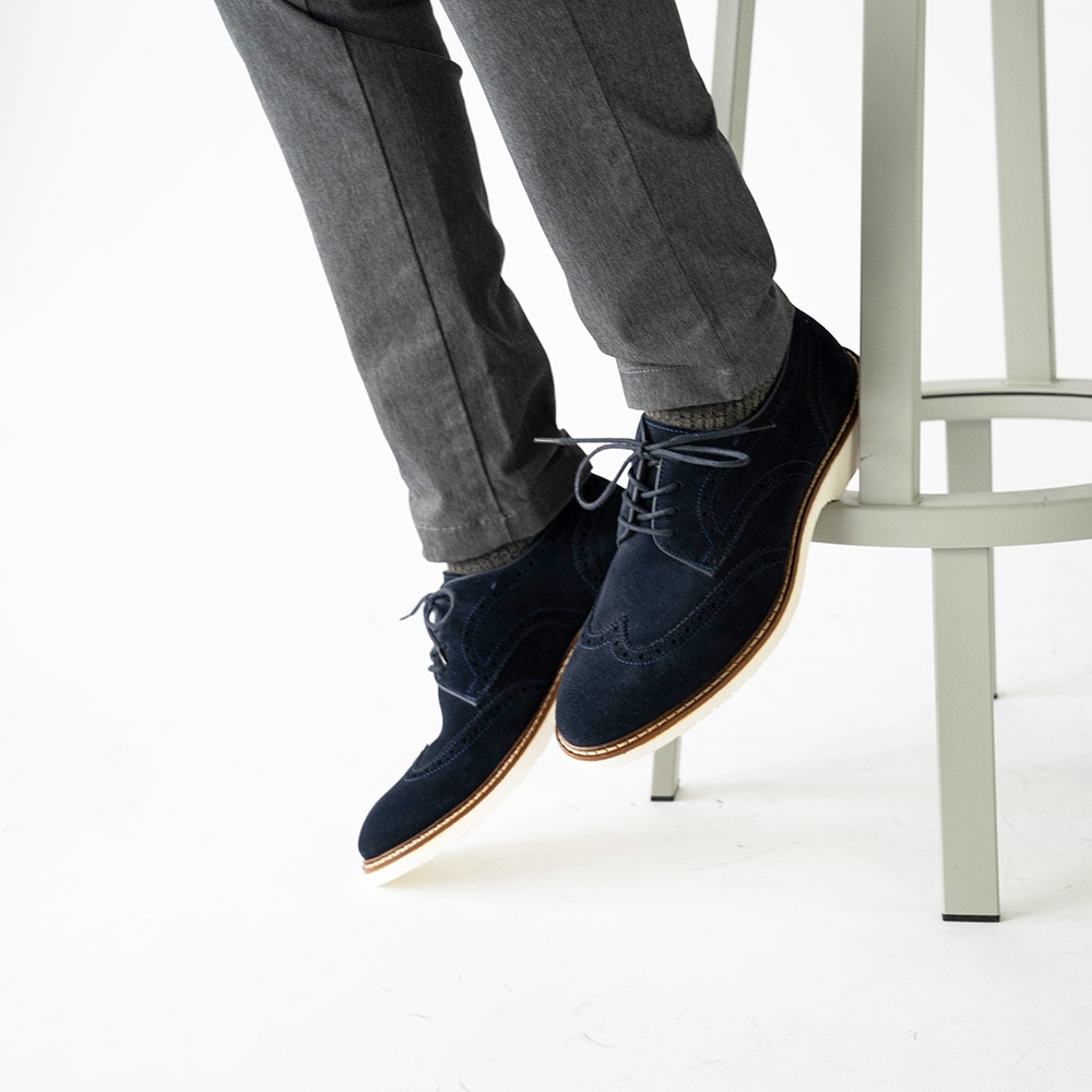 KANSAS NAVY スエード ウイングチップ 外羽根 