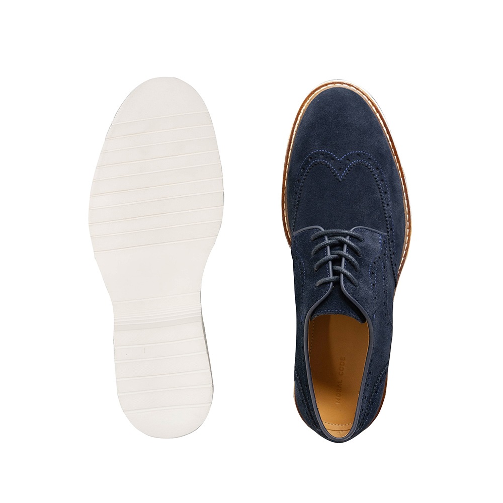 KANSAS NAVY スエード ウイングチップ 外羽根 