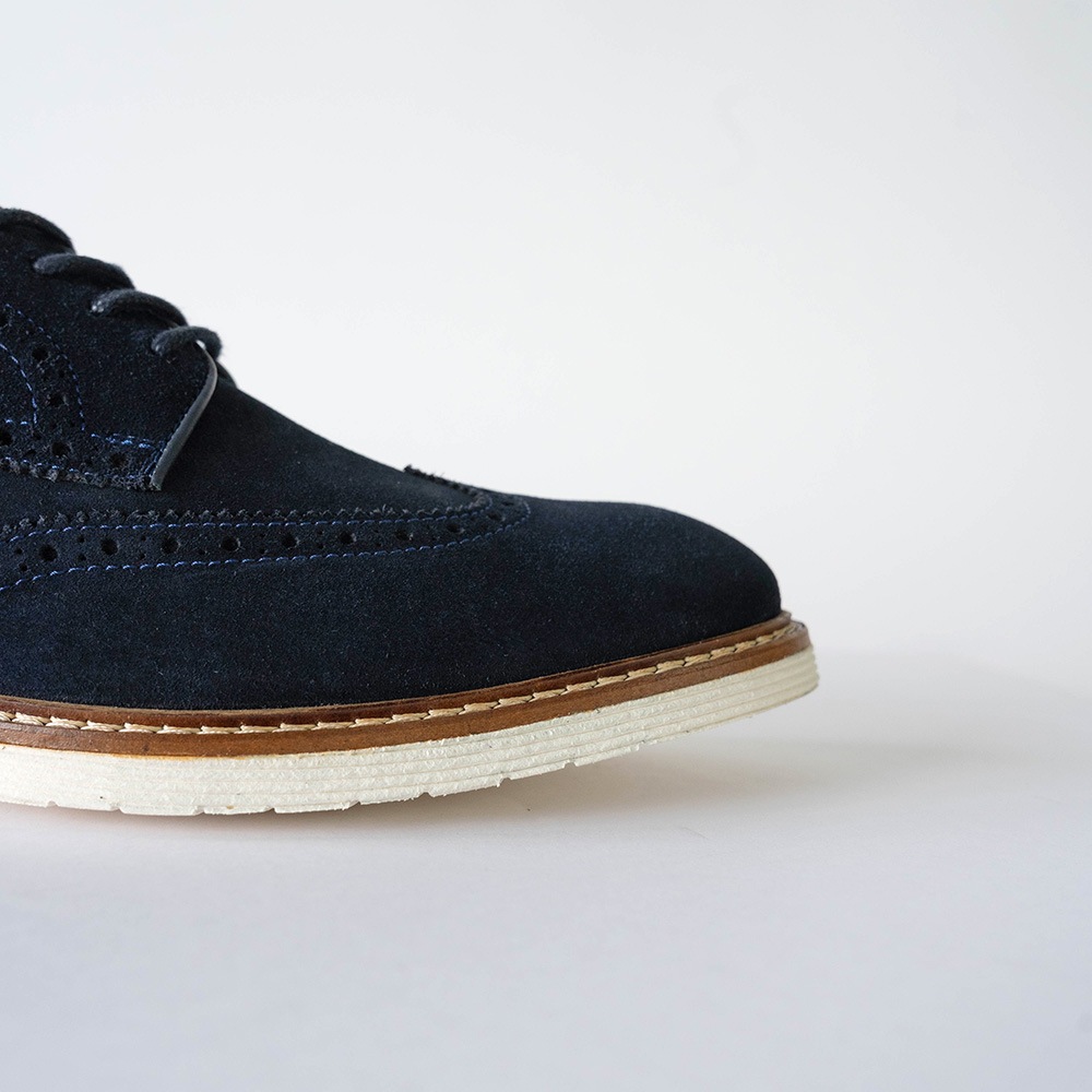 KANSAS NAVY スエード ウイングチップ 外羽根 