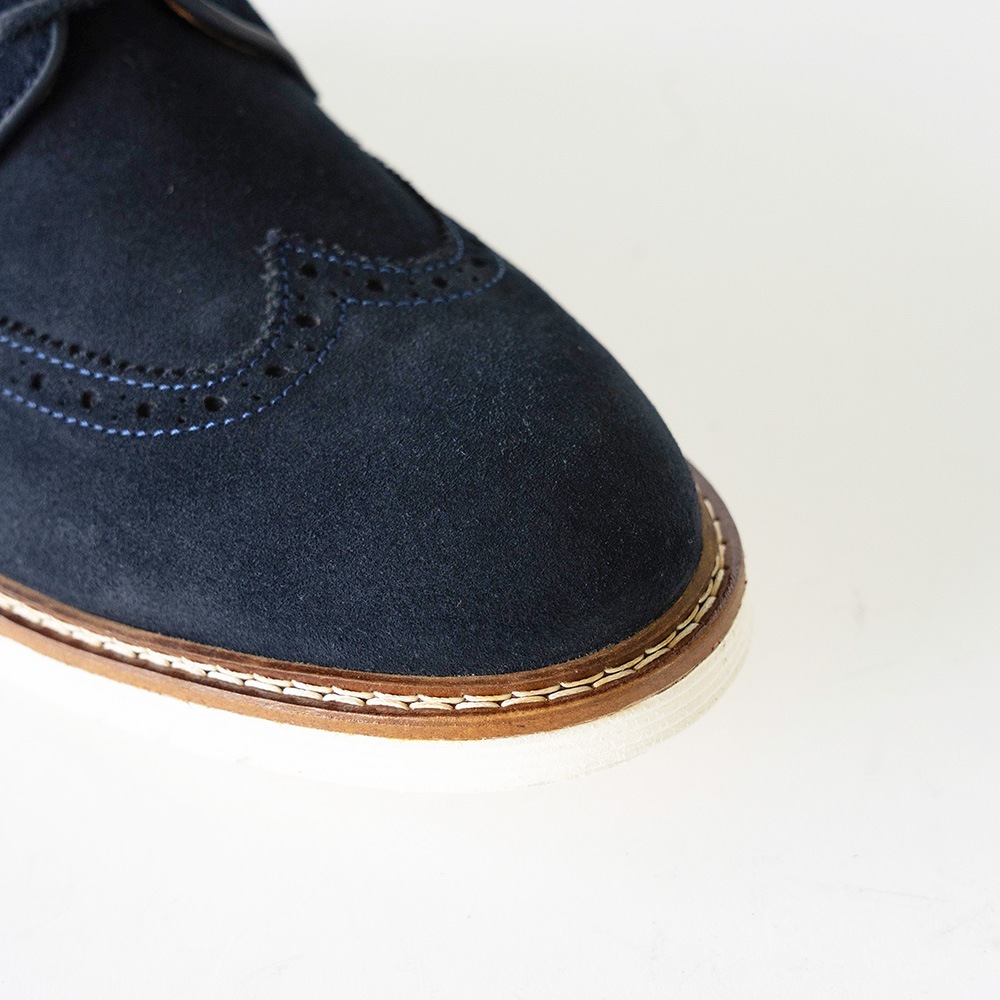 KANSAS NAVY スエード ウイングチップ 外羽根 