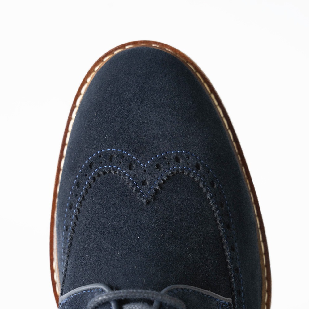 ウイングチップ メンズシューズ スエード革靴 KANSAS NAVY 外羽根