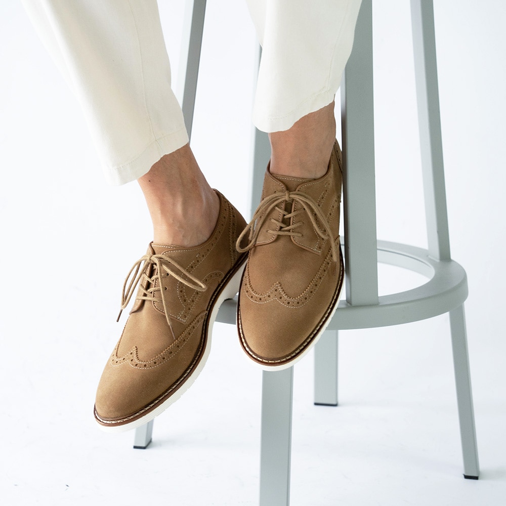 KANSAS TAN スエード ウイングチップ 外羽根 