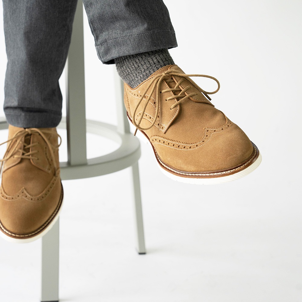 KANSAS TAN スエード ウイングチップ 外羽根 