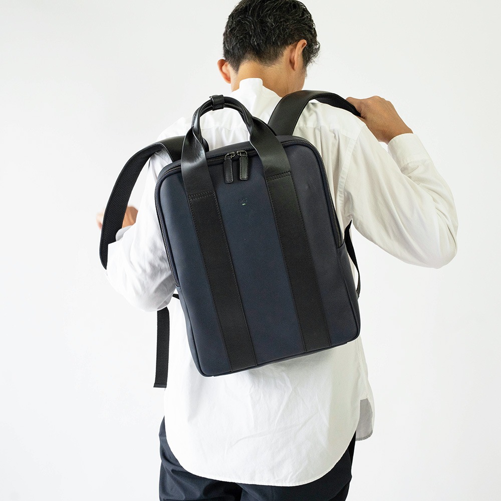 レザービジネスリュック VIRGINIA NAVY バックパック ネイビー紺
