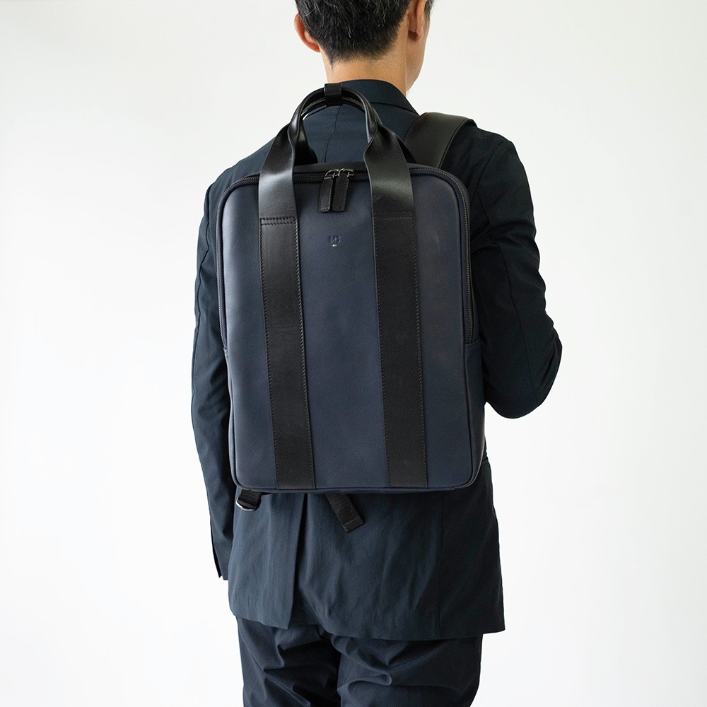 レザービジネスリュック VIRGINIA NAVY バックパック ネイビー紺