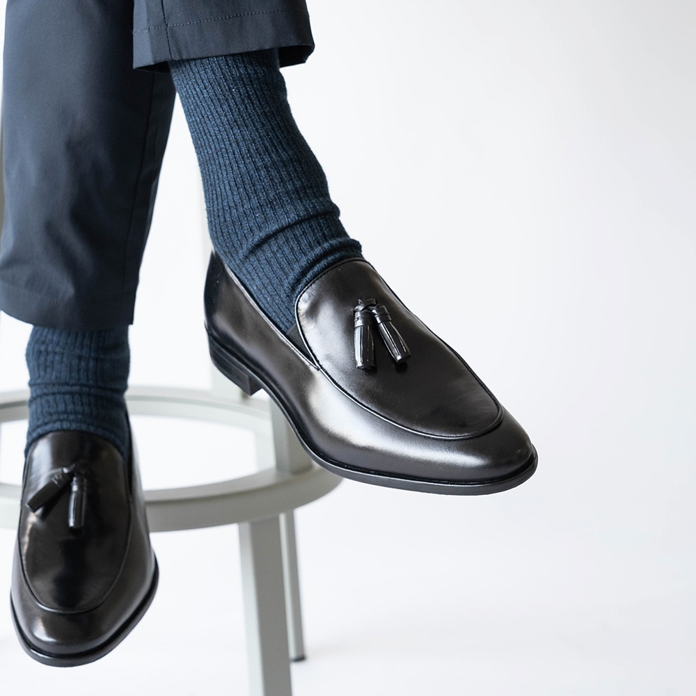 タッセルローファー ビジネスシューズ メンズ 革靴 ドレス 外羽根