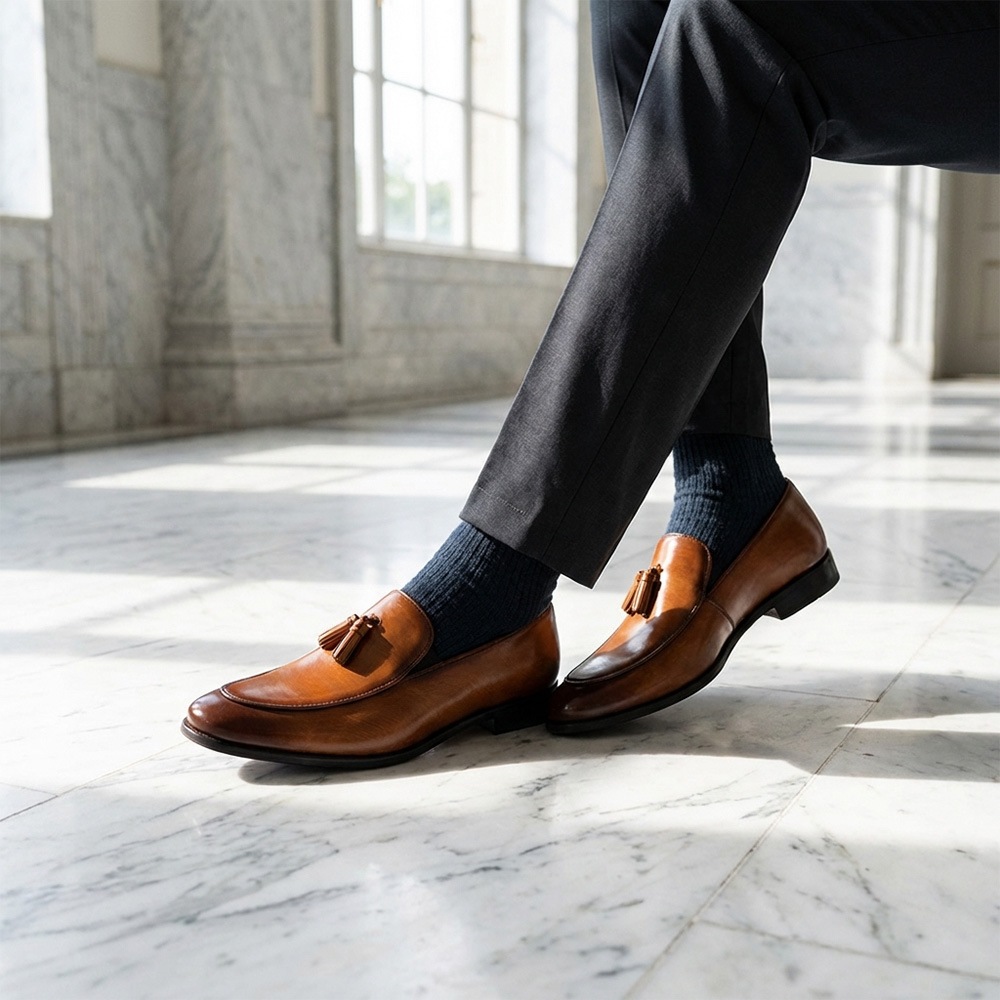 RIDLEY COGNAC タッセルローファー ビジネスシューズ