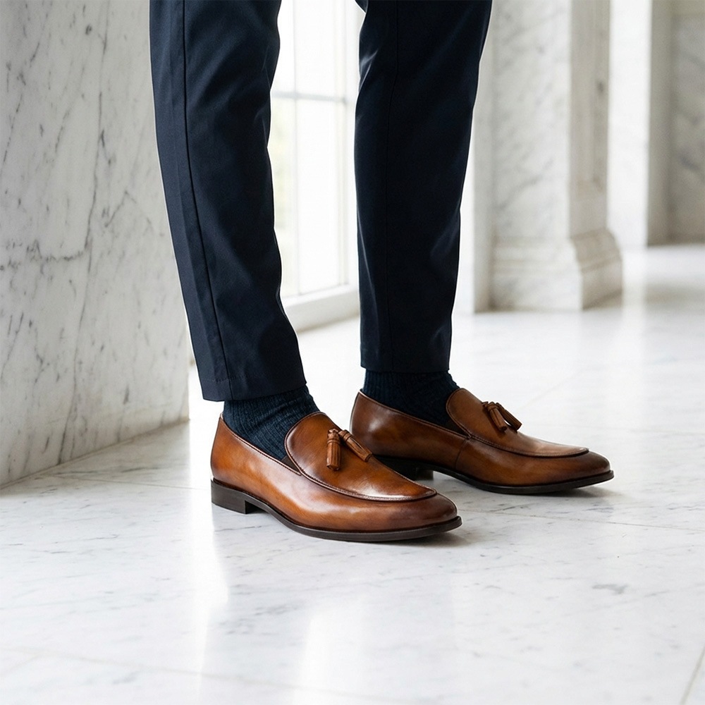 RIDLEY COGNAC タッセルローファー ビジネスシューズ