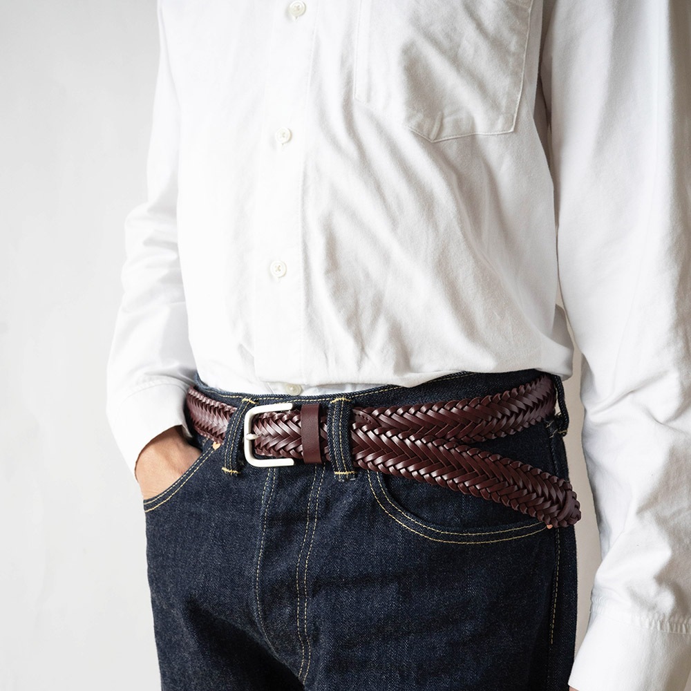 CARLTON BURGUNDY ハンドメイド・メッシュベルト