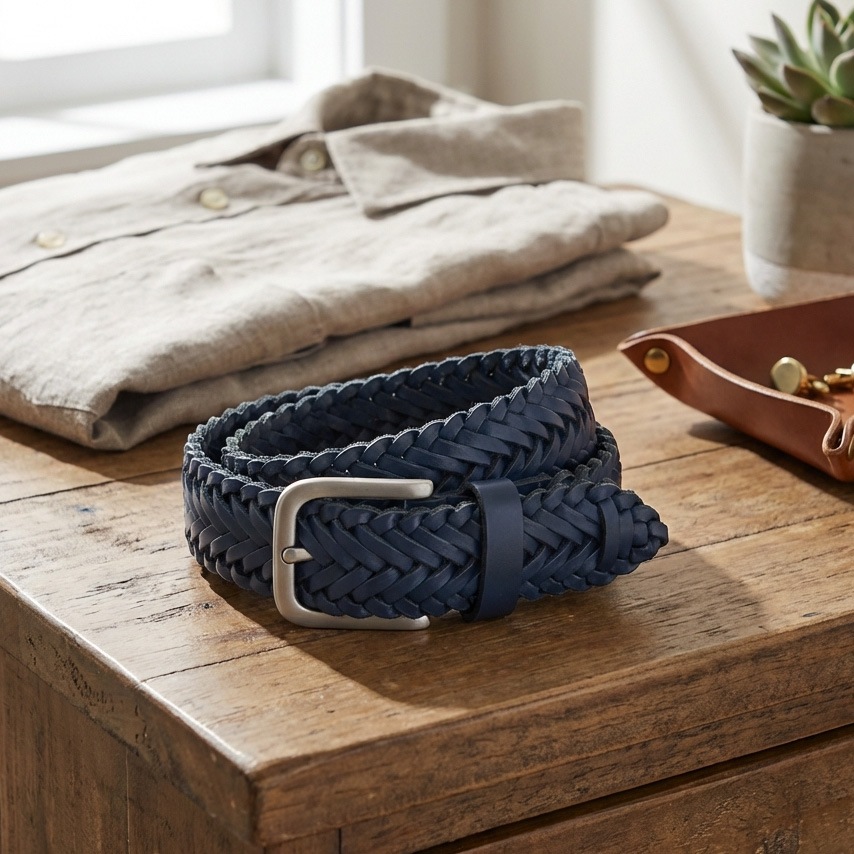 CARLTON NAVY ハンドメイド・メッシュベルト