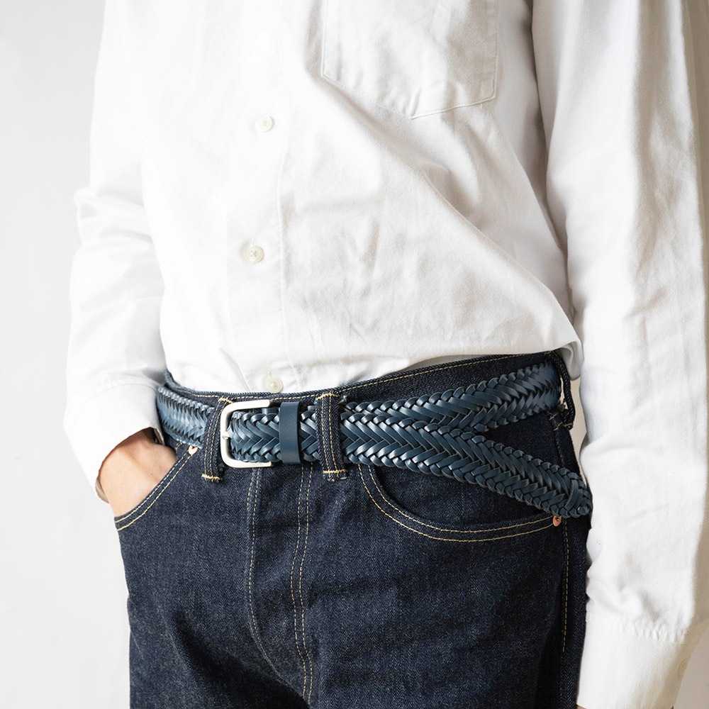 CARLTON NAVY ハンドメイド・メッシュベルト