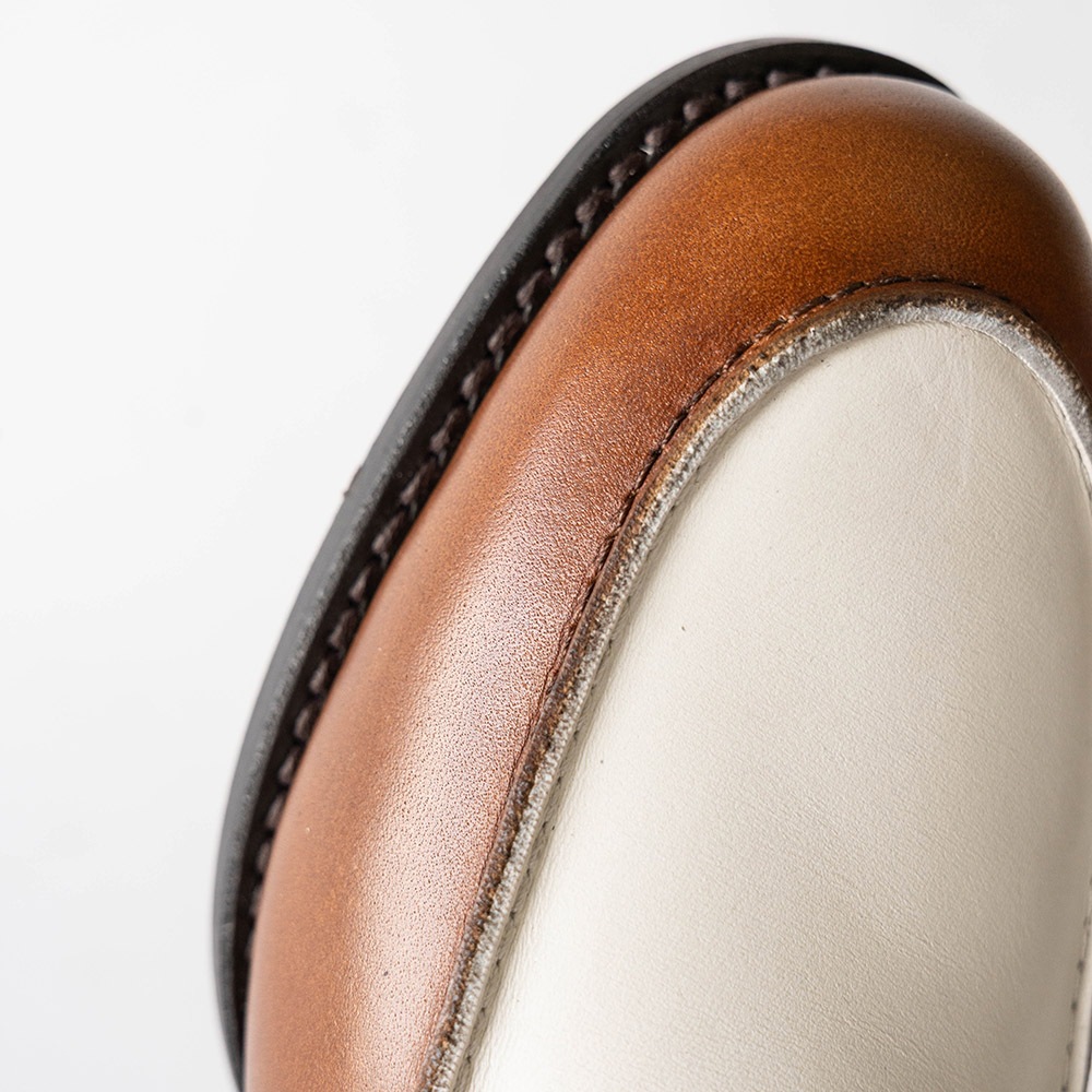 SIMEON COGNAC&WHITE ローファー グッドイヤーウェルト