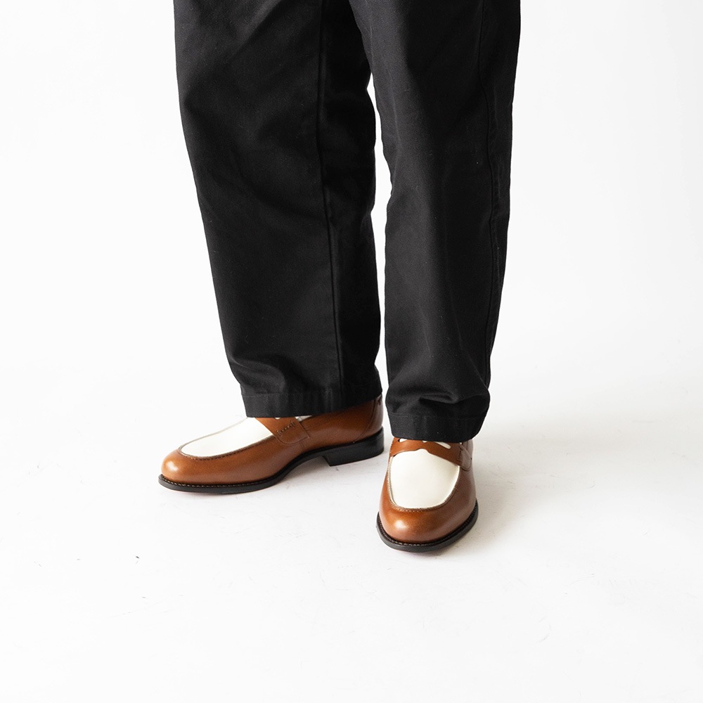 SIMEON COGNAC&WHITE ローファー グッドイヤーウェルト
