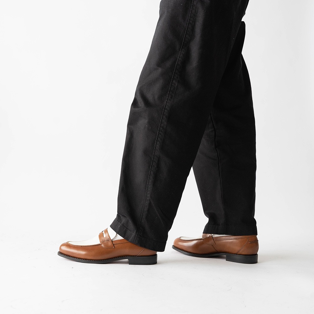 SIMEON COGNAC&WHITE ローファー グッドイヤーウェルト