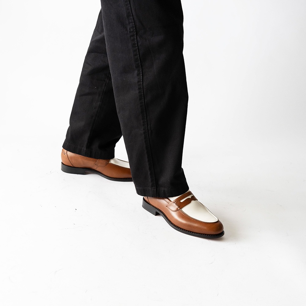 SIMEON COGNAC&WHITE ローファー グッドイヤーウェルト