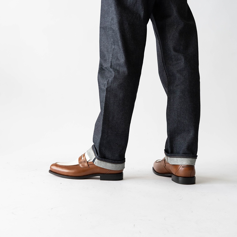 SIMEON COGNAC&WHITE ローファー グッドイヤーウェルト