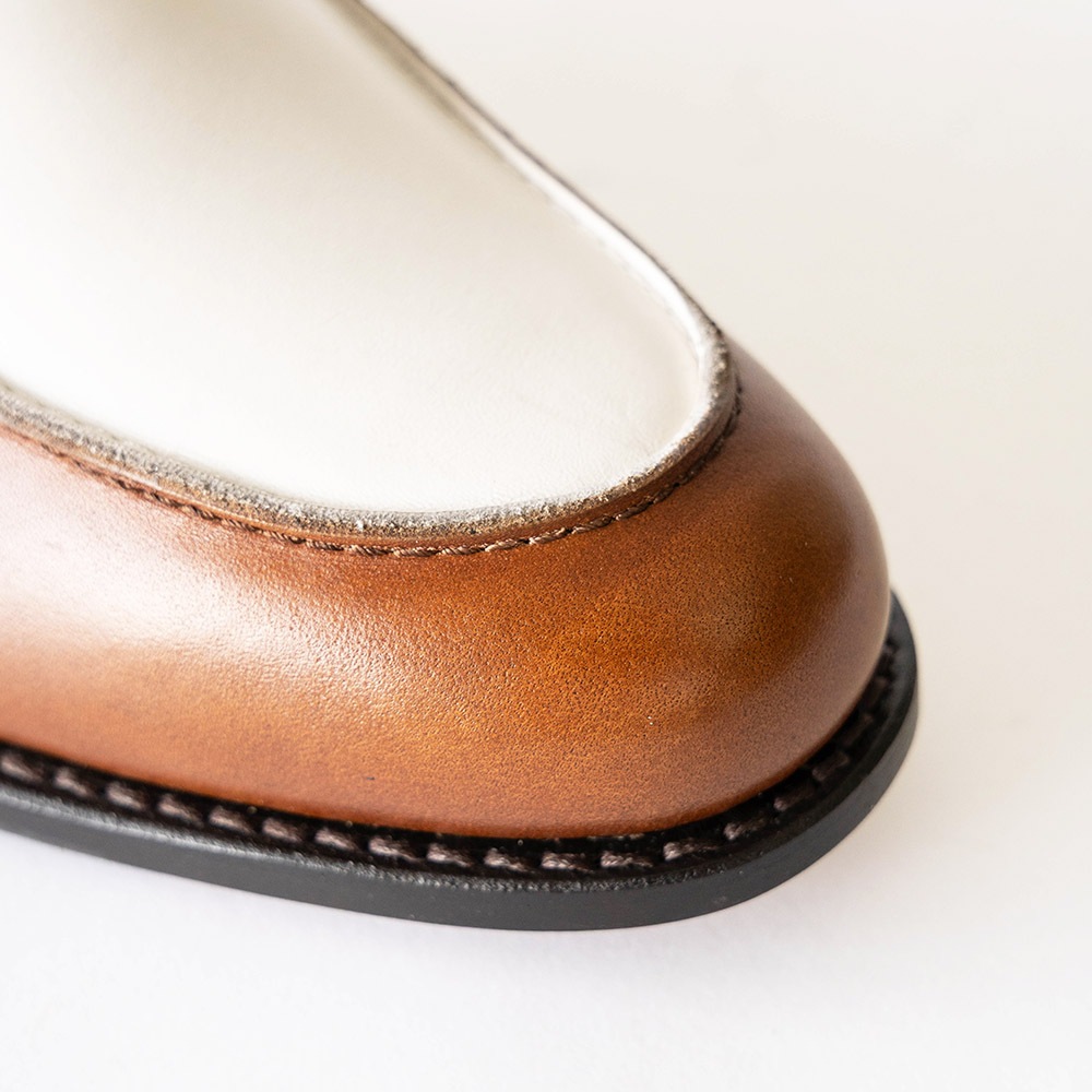 SIMEON COGNAC&WHITE ローファー グッドイヤーウェルト
